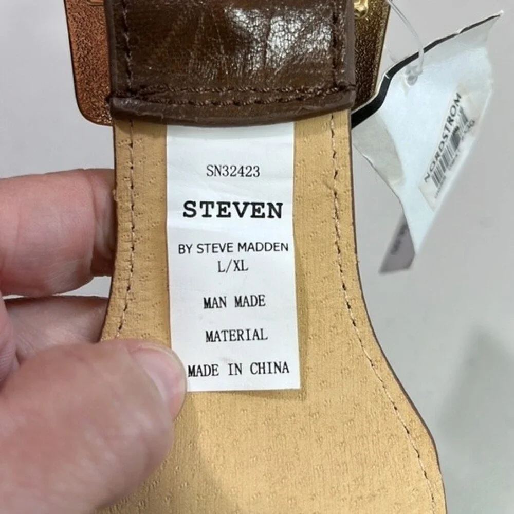 Steve Madden Faux Leather Cut Out Belt Cognac Size Large/X-LARGE NWT